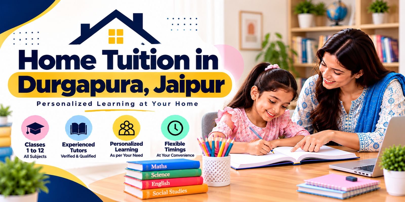 Home tuition in Durgapura, Jaipur - home tutor teaching a student