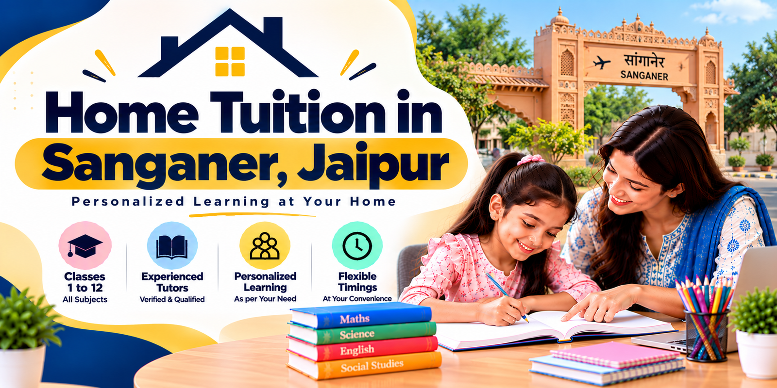 Home tuition in Sanganer, Jaipur - home tutor teaching a student
