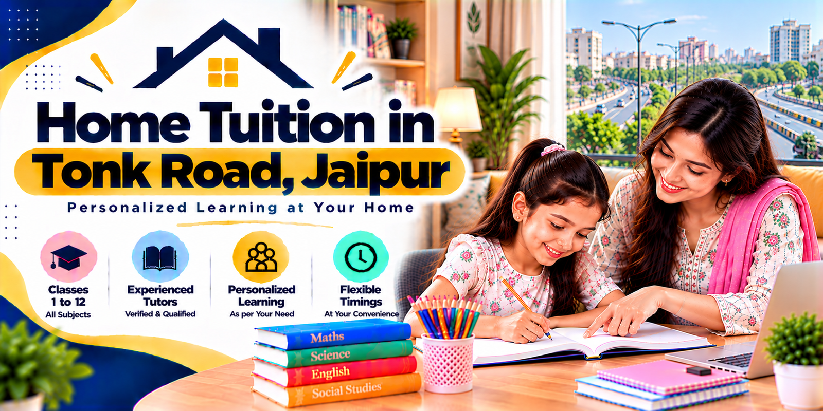Home tuition in Tonk Road, Jaipur - home tutor teaching a student